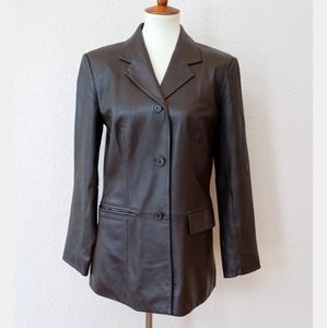 Preston & York vintage leather chocolate brown coat